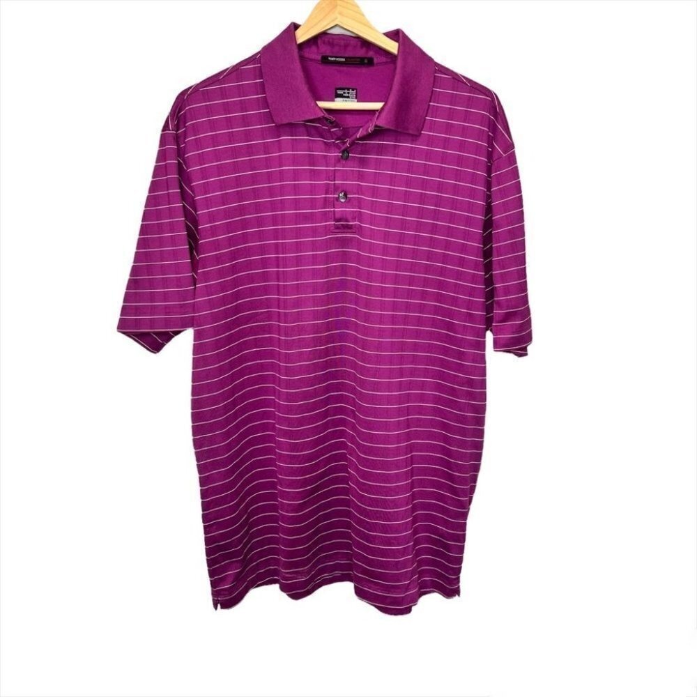 TIGER Woods Collection Nike Dry Fit Purple Golf Polo shirt Size L